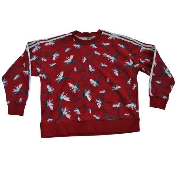 Adidas Thebe Magugu Womens Crewneck Sweatshirt Birds Of Paradise Red Medium - Picture 1 of 8